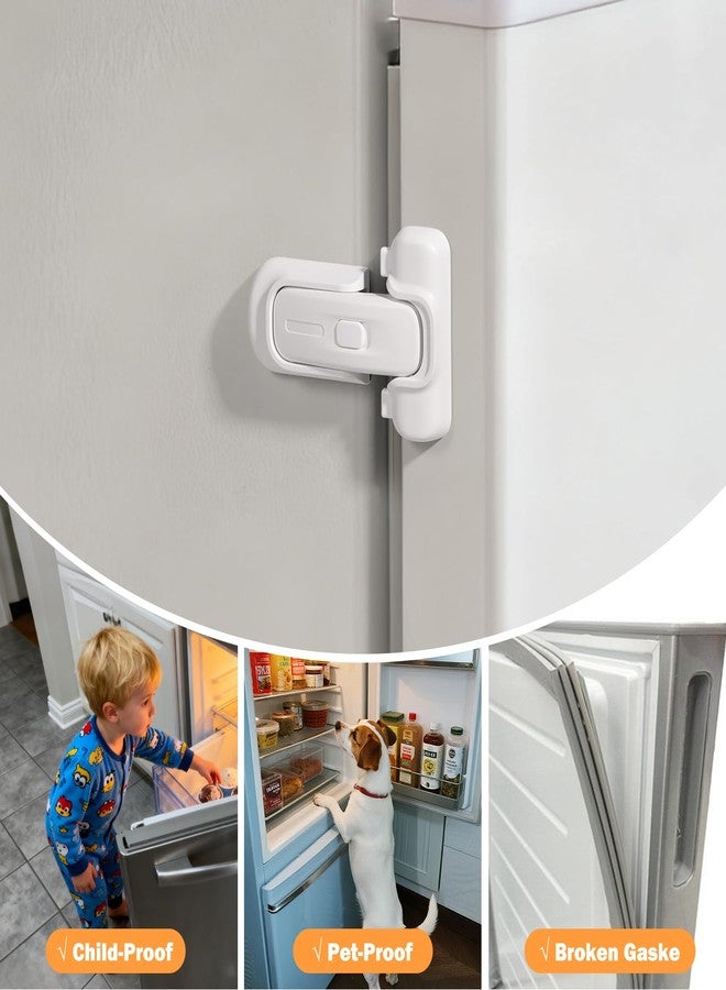 CLYMENE Child Proof Fridge Lock, Auto-Locking Refrigerator Door Latch with One-Hand Operation | No Keys or Straps | Keeps Freezer Secure from Kids & Pets – White - Image 2